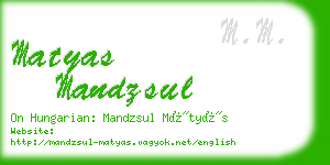 matyas mandzsul business card